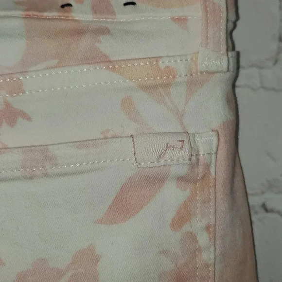 JEN7 by 7 For All Mankind Women's White/Pink Floral Skinny Jeans Pants Size 16 - Picture 11 of 16